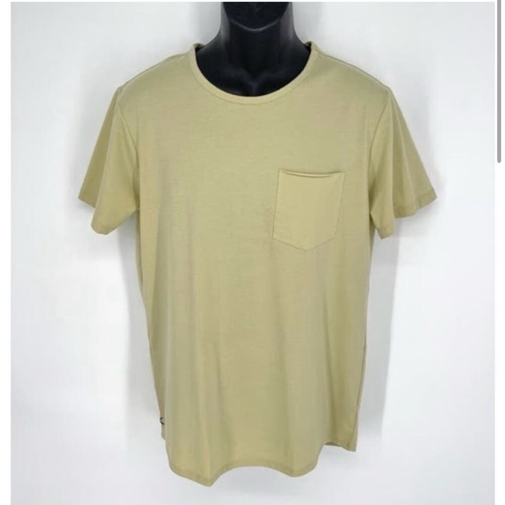 Cuts Clothing NEW Elongated Short Sleeve T-Shirt Mens Sz L Green Soft Pocket